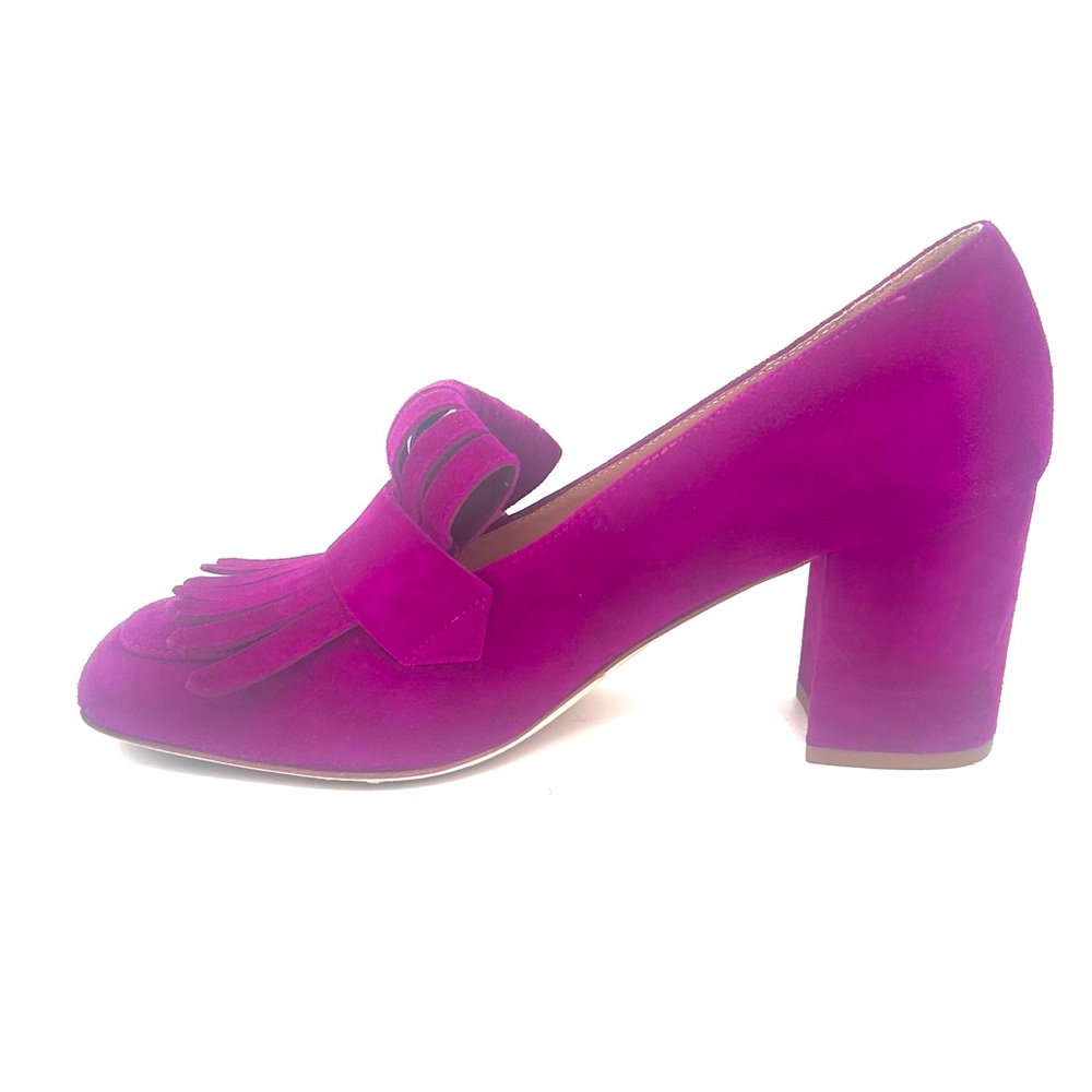 M. Gemi Women's Magenta Suede with looped fringe and a chunky heel - Picture 2 of 6